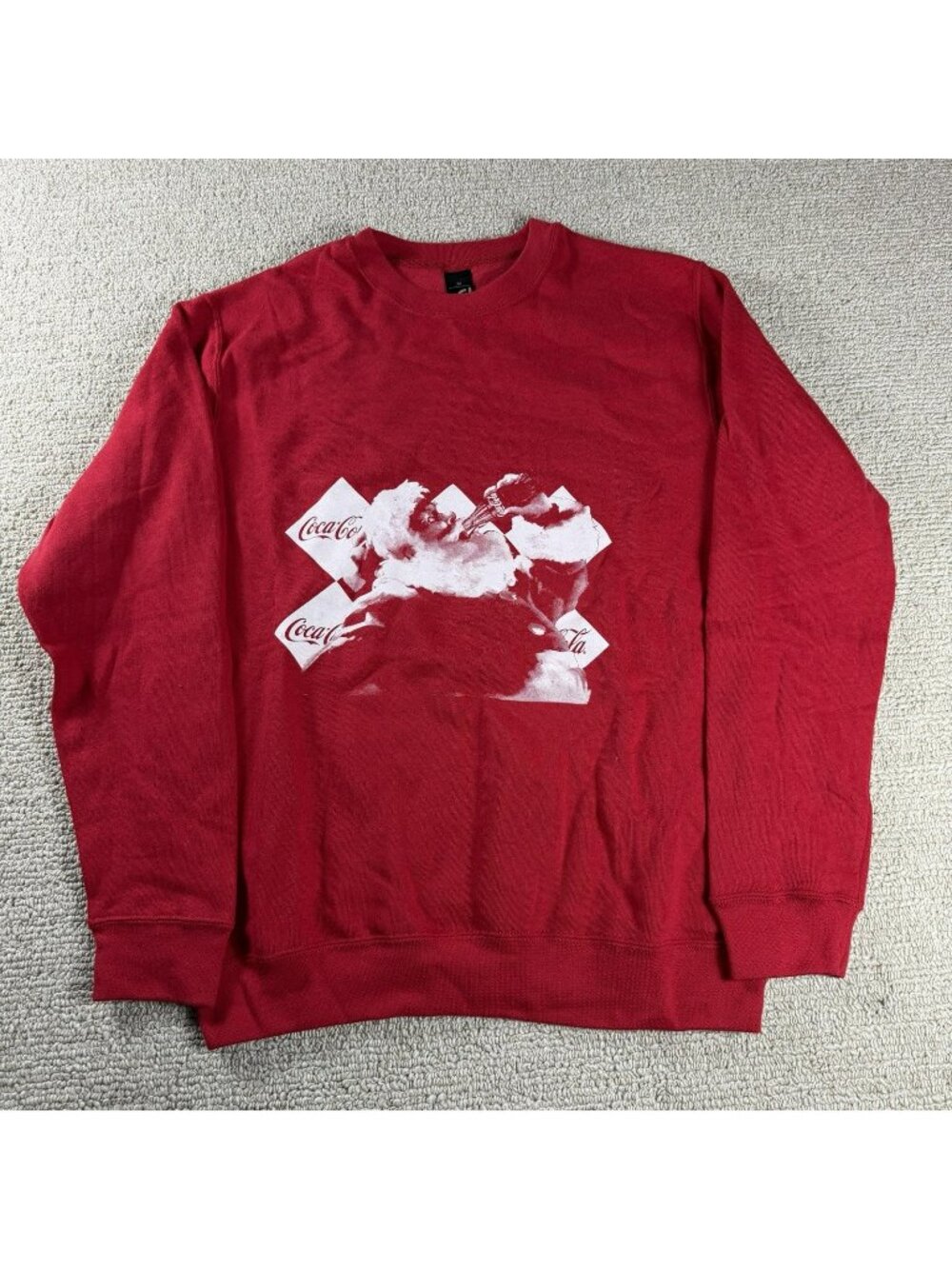 Coca Cola Santa Claus Logo Long Sleeve Sweatshirt Red Men’s Size Medium